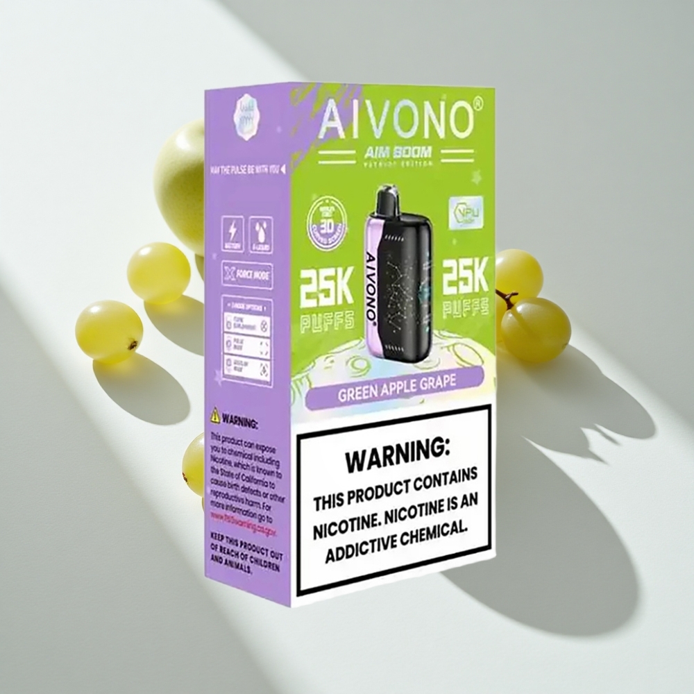Aivono Aim Boom 25000 Puffs Green Apple Grape Disposable Vape