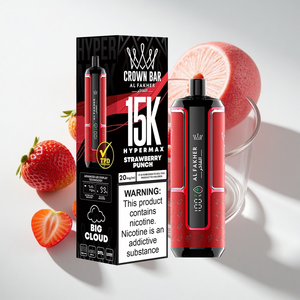 Al Fakher Crown Bar 15K Hypermax 22ml Strawberry Punch Disposable Vape