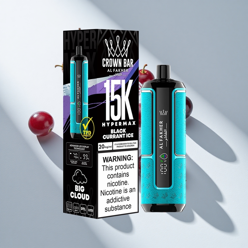 Al Fakher Crown Bar 15K Hypermax Blackcurrant Ice Disposable Vape Kit