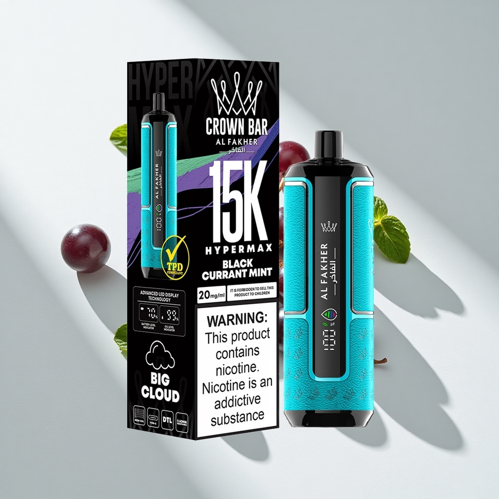 Al Fakher Crown Bar 15K Hypermax Blackcurrant Mint Disposable Vape Kit