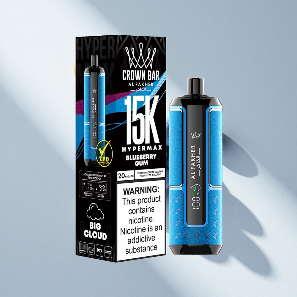 Al Fakher Crown Bar 15K Hypermax Blueberry Gum Disposable Vape Kit