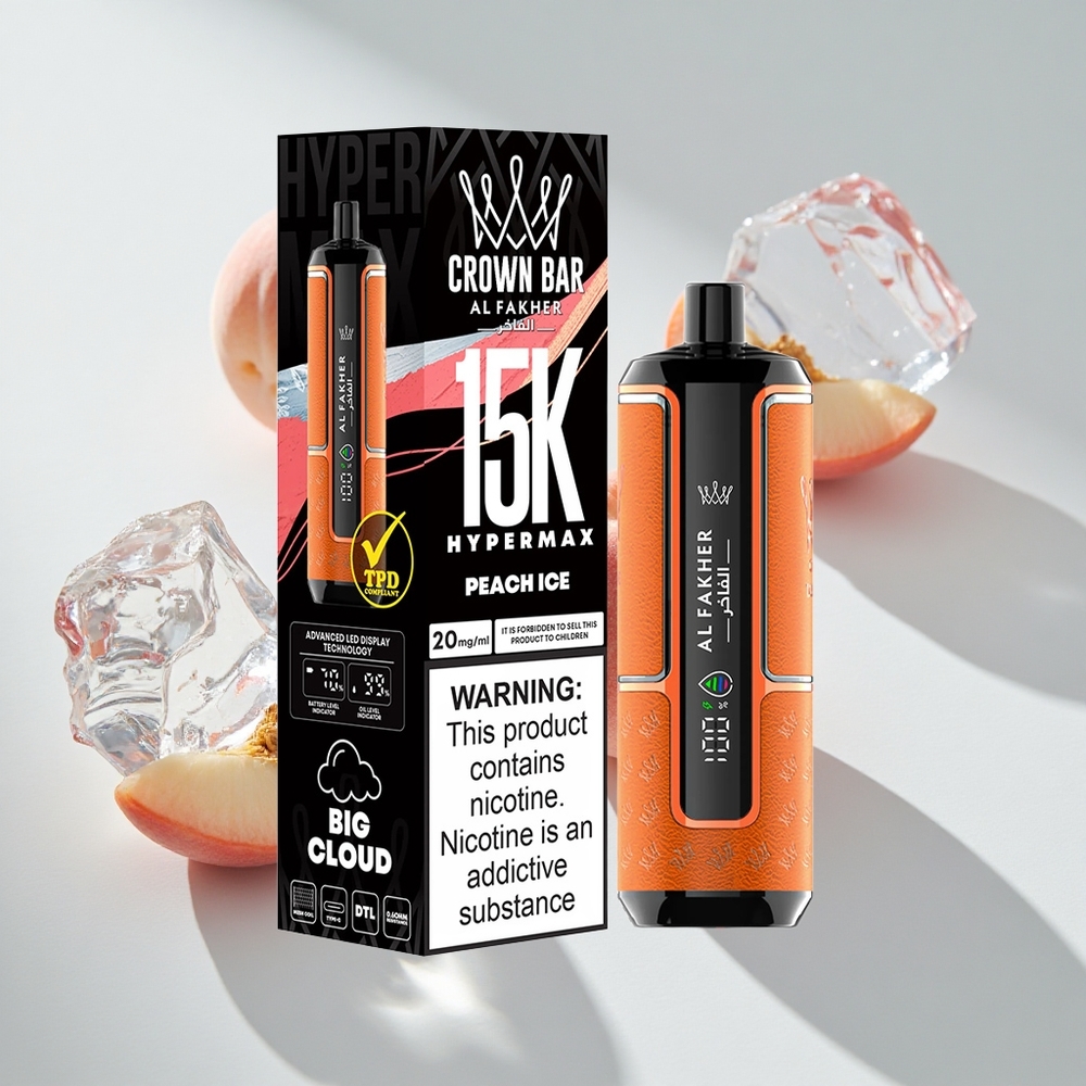 Al Fakher Crown Bar 15K Hypermax Peach Ice Disposable Vape Kit