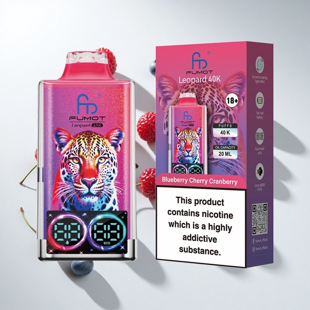 Fumot Leopard 40K Dual Mesh Disposable Vape Blueberry Cherry Cranberry