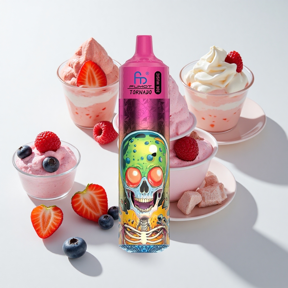 Fumot RandM Tornado 30000 Puffs Blueberry Strawberry Raspberry Ice Cream LED Display