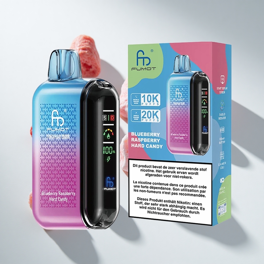 Fumot Tornado 20000 Puffs Blueberry Raspberry Hard Candy Dual Mesh Coil
