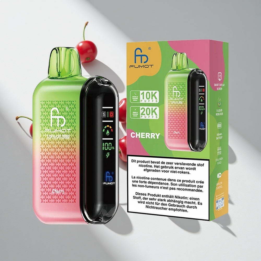 Fumot Tornado 20000 Puffs Cherry Disposable Vape Dual Mesh Coil