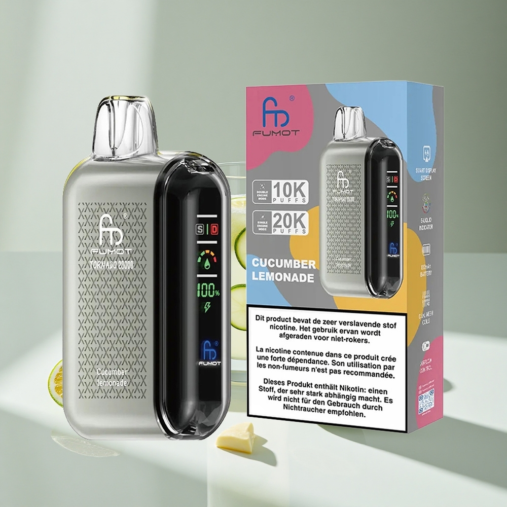 Fumot Tornado 20000 Puffs Cucumber Lemonade Dual Mesh Coil