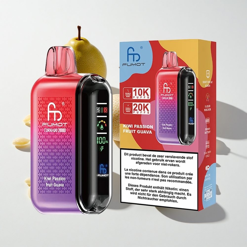 Fumot Tornado 20000 Puffs Dual Mesh Coil Kiwi Passion Fruit Guava