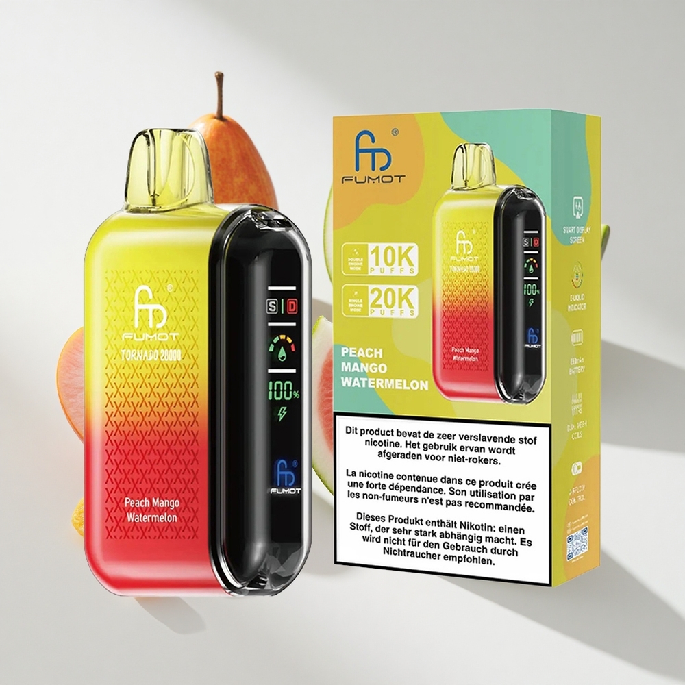 Fumot Tornado 20000 Puffs Peach Mango Watermelon Dual Mesh Coil