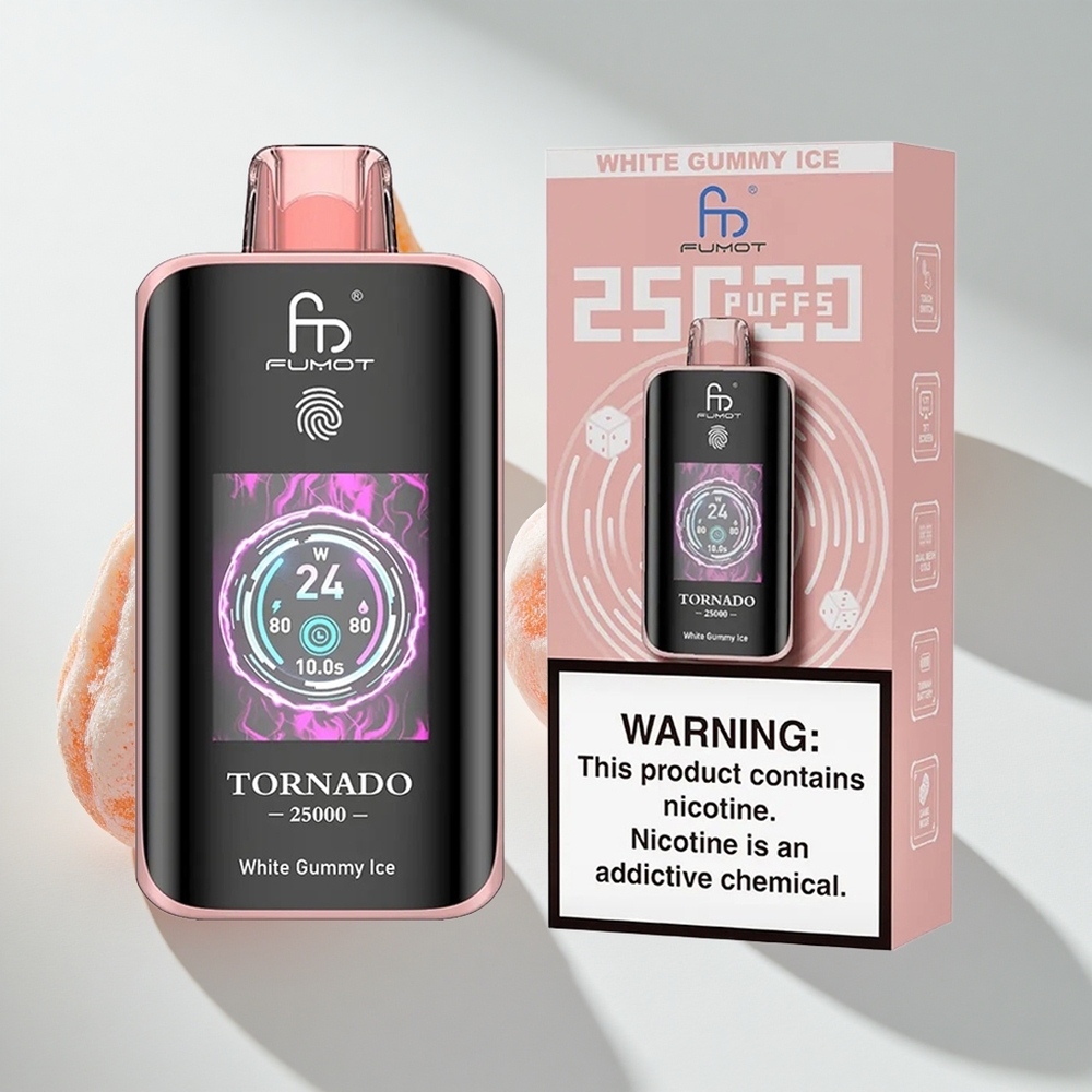 Fumot Tornado 25000 Puffs HD Screen White Gummy Ice