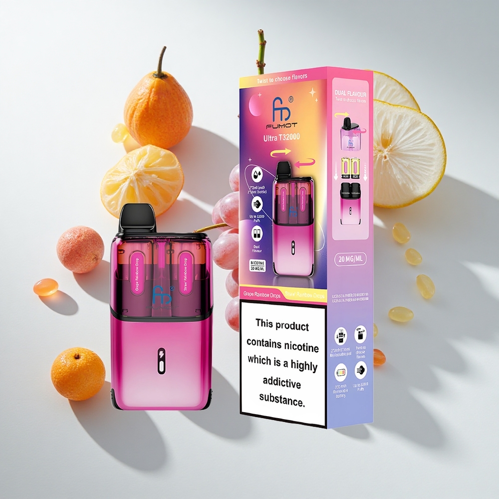 Fumot Ultra T32000 24ml Grape Rainbow Drops Disposable Vape
